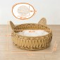 Σπήλαιο γάτας rattan κρεβάτι γάτας με αφαιρούμενο μαξιλάρι, καλάθι γάτας για γάτες έως 10 κιλά, 50 x 50 x 25 cm, ανοιχτό καφέ