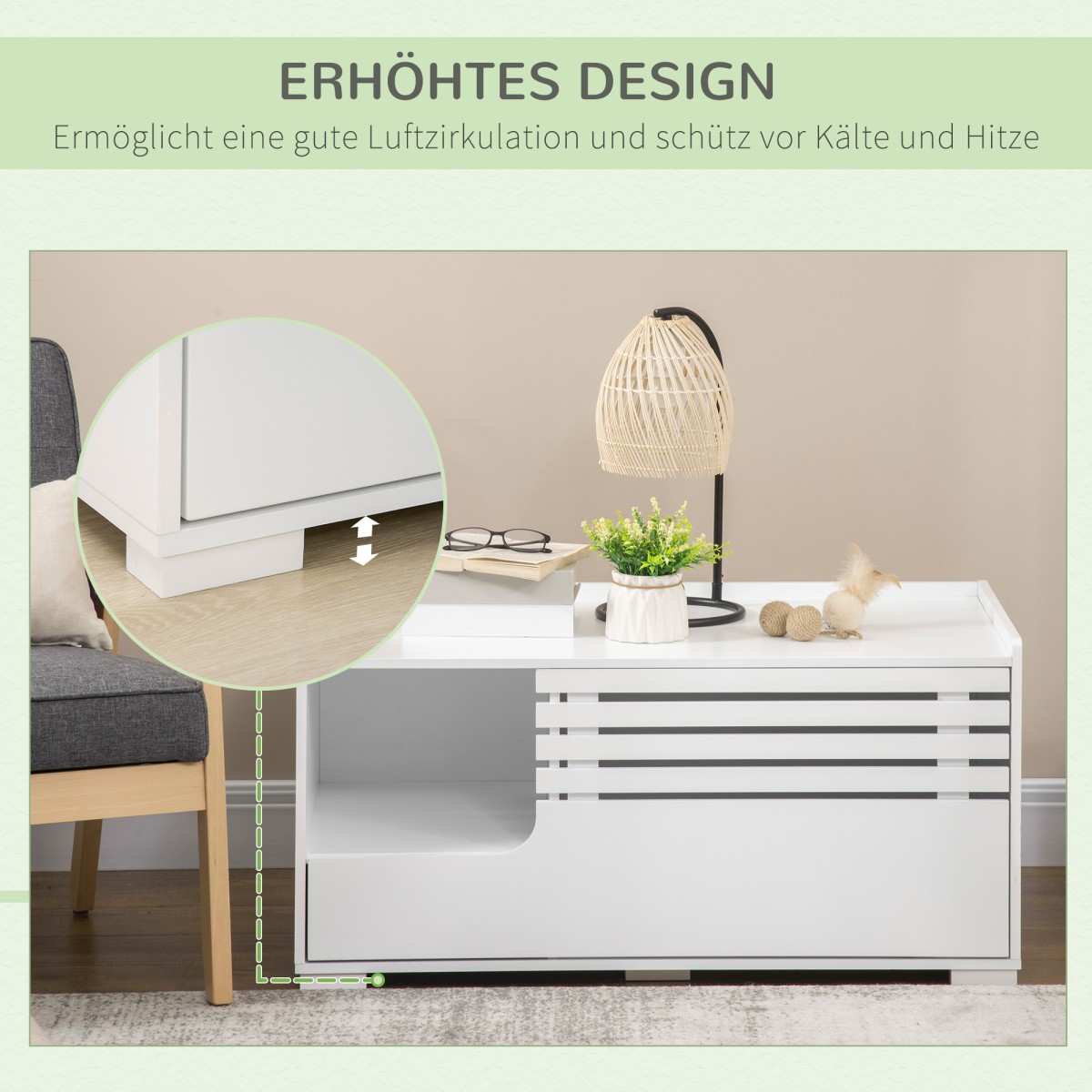 Ντουλάπι γάτας με 2 ράφια 2 σε 1 σχεδίαση μαγνητική πόρτα λευκή