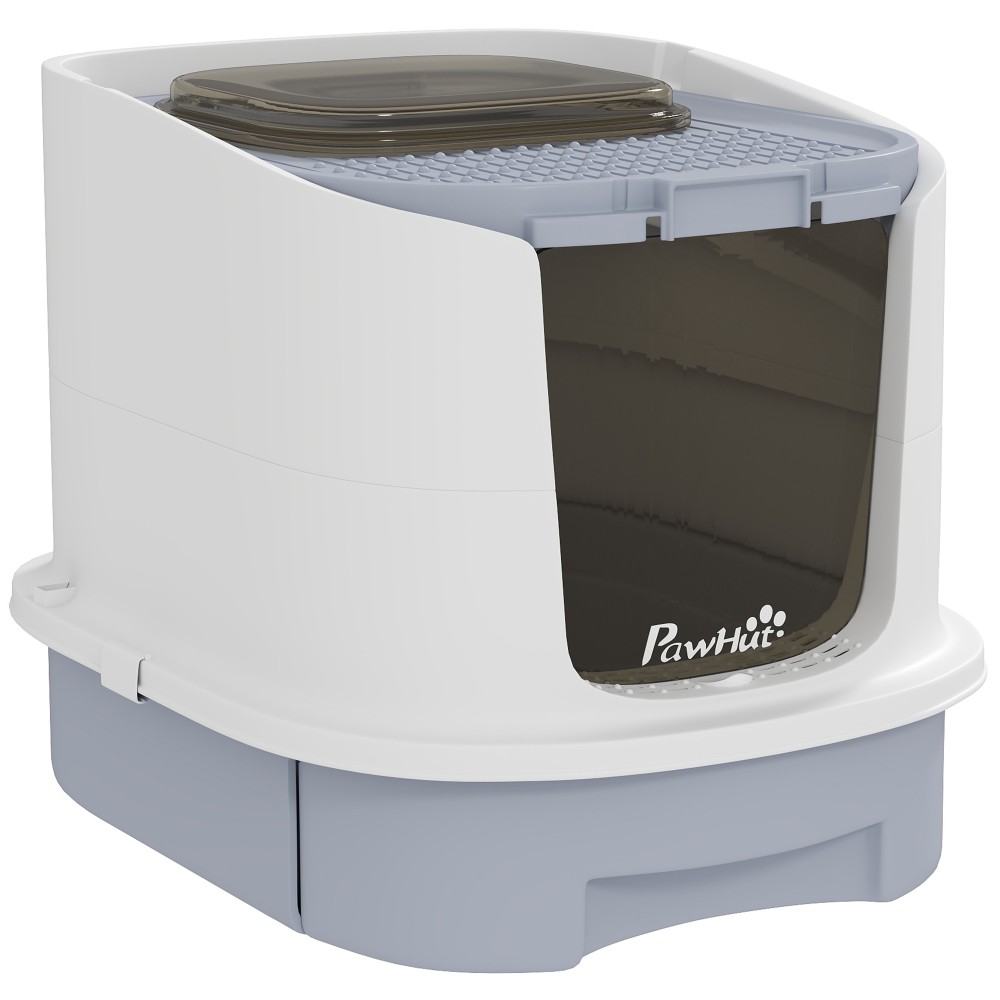 Κουτί για γάτες με καπάκι, είσοδος από πάνω, σέσουλα, συρόμενος δίσκος για γάτες έως 4,5 kg, 40,5x52,5x42,5 cm, γκρι