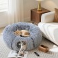 Cat Tunnel Λούτρινο υφασμάτινο μαξιλάρι Πτυσσόμενο μεταλλικό πλαίσιο Cat Cave ανοιχτό γκρι