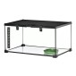 Reptile box terrarium, με θερμόμετρο λωρίδων, πτερύγια τροφοδοσίας, 50 cm x 30 cm x 25 cm, γυαλί + μέταλλο, μαύρο