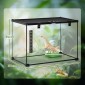 Terrarium for Reptiles Reptile Feeding Box Glass Terrarium Amphibians Arachnids with Thermometer Reptile Breeding Box for Snails Amphibians Insects Turtles Black 50 x 30 x 35 cm