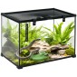 Terrarium for Reptiles Reptile Feeding Box Glass Terrarium Amphibians Arachnids with Thermometer Reptile Breeding Box for Snails Amphibians Insects Turtles Black 50 x 30 x 35 cm