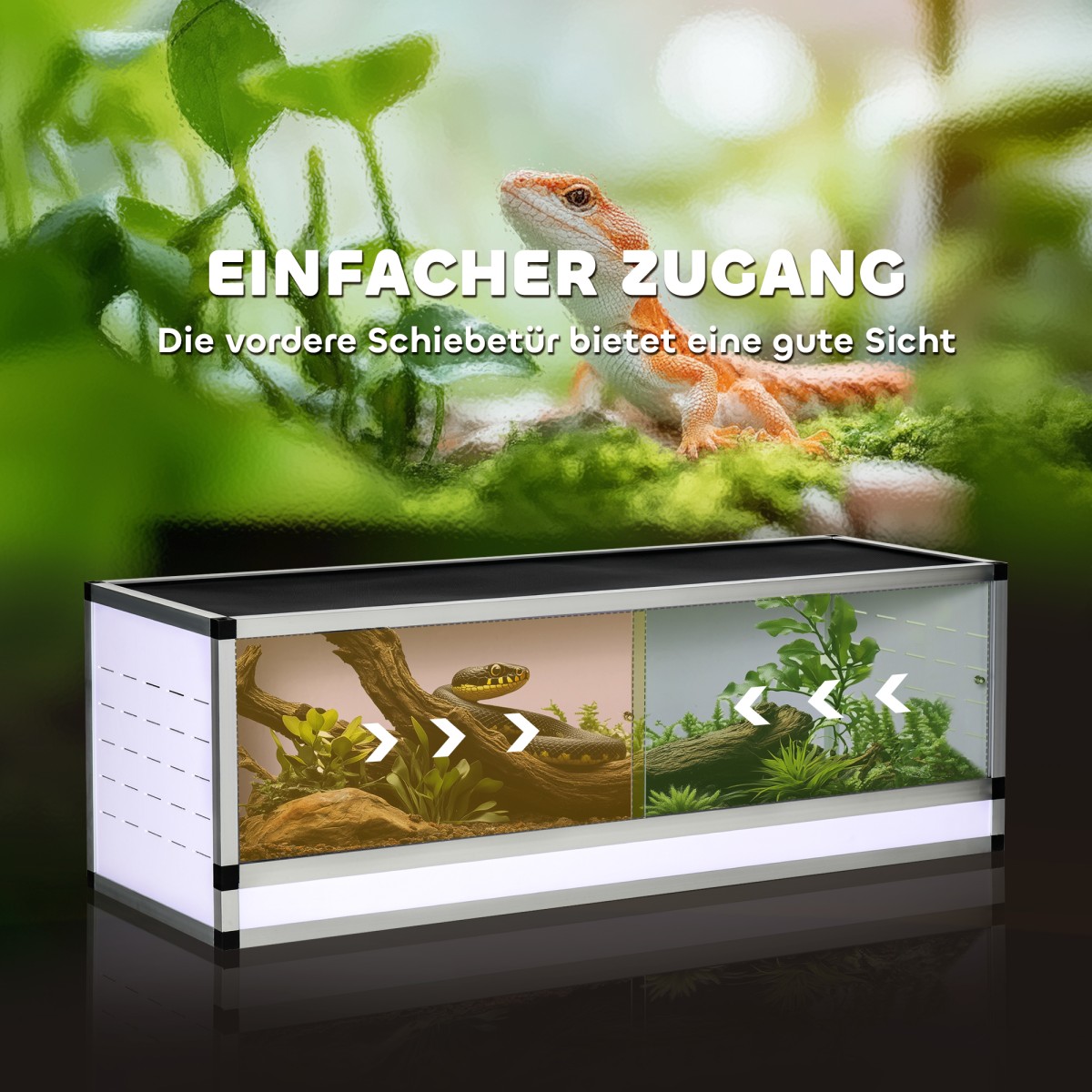 Terrarium αλουμινίου για ερπετά, αμφίβια, αραχνίδια, κουτί αναπαραγωγής ερπετών, δικτυωτό terrarium, λευκό + ασημί + μαύρο, 120 x 40 x 40 cm
