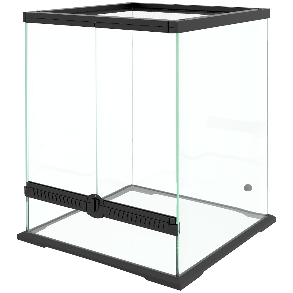 Terrarium, γυάλινο περίβλημα, κλειδαριά, διαχείριση καλωδίων, 45x45x60cm, μαύρο