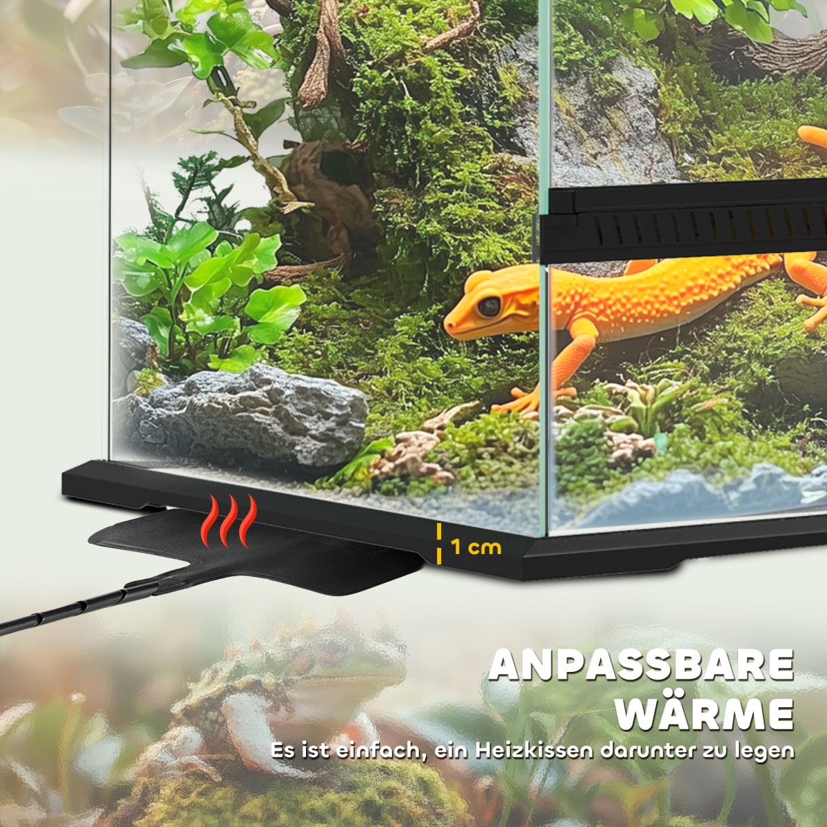 Terrarium, γυάλινο περίβλημα, κλειδαριά, διαχείριση καλωδίων, 45x45x60cm, μαύρο