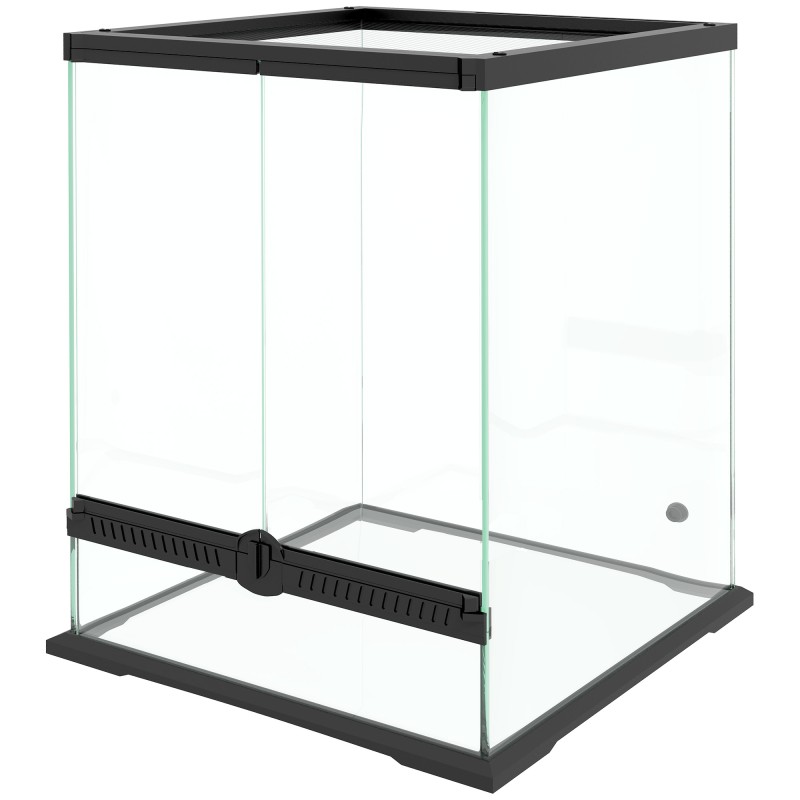 Terrarium, γυάλινο περίβλημα, κλειδαριά, διαχείριση καλωδίων, 45x45x60cm, μαύρο