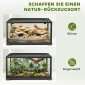 Reptile terrarium, vivarium 86 λίτρων με συρόμενη πόρτα, που κλειδώνει, για σαύρες, έντομα, αράχνες, γκέκο, 60 x 45 x 32 cm, μαύρο