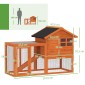 Rabbit Hutch 2 Tier Rabbit Hutch με αδιάβροχη ασφαλτική οροφή Outdoor Run Ramp Doors Wood 123,5x62,6x92,5 cm Πορτοκαλί
