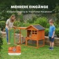 Rabbit Hutch 2 Tier Rabbit Hutch με αδιάβροχη ασφαλτική οροφή Outdoor Run Ramp Doors Wood 123,5x62,6x92,5 cm Πορτοκαλί