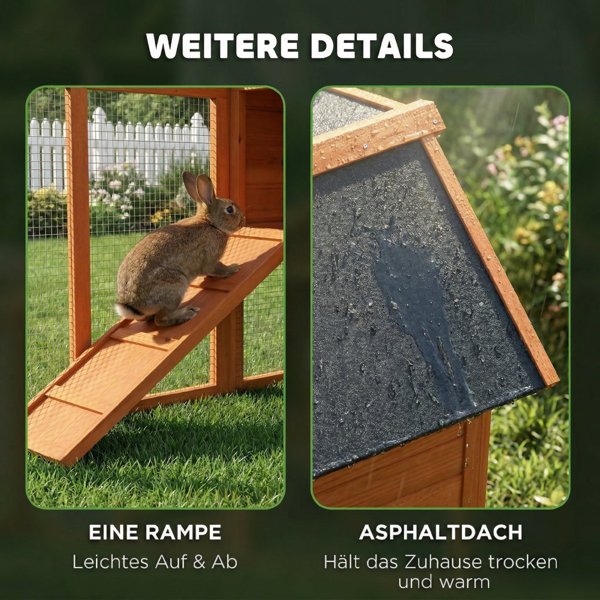 Rabbit Hutch 2 Tier Rabbit Hutch με αδιάβροχη ασφαλτική οροφή Outdoor Run Ramp Doors Wood 123,5x62,6x92,5 cm Πορτοκαλί