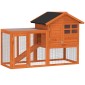 Rabbit Hutch 2 Tier Rabbit Hutch με αδιάβροχη ασφαλτική οροφή Outdoor Run Ramp Doors Wood 123,5x62,6x92,5 cm Πορτοκαλί