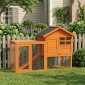 Rabbit Hutch 2 Tier Rabbit Hutch με αδιάβροχη ασφαλτική οροφή Outdoor Run Ramp Doors Wood 123,5x62,6x92,5 cm Πορτοκαλί