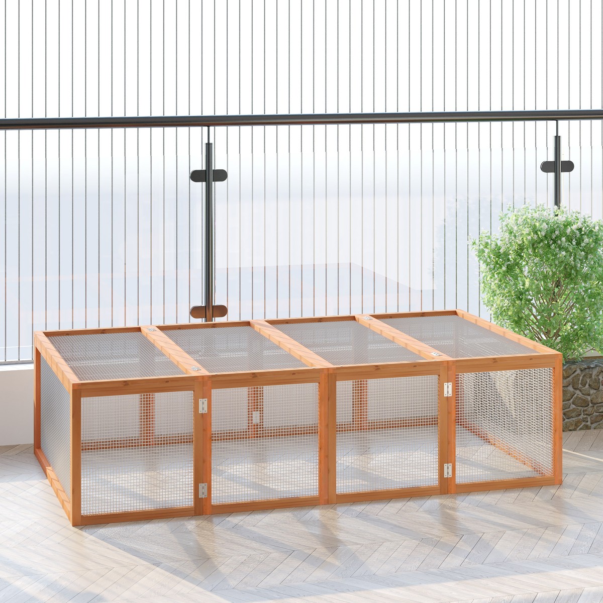 Rabbit Hutch Κουνέλι Κουνέλια Κατασκευασμένο από Ξύλο Χειμωνιάτικο Κλουβί για Κουνέλι με Αρθρωτή οροφή 181x100x48 cm Small Animal Hutch Κλουβί κουνελιών για μικρά ζώα Κουνέλια Ινδικά χοιρίδια Εσωτερικός εξωτερικός χώρος Φυσικό
