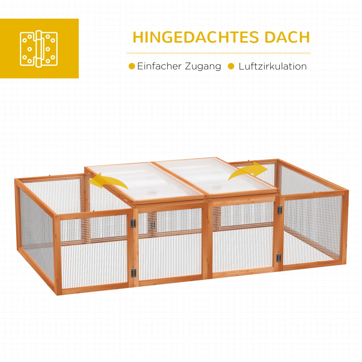 Rabbit Hutch Κουνέλι Κουνέλια Κατασκευασμένο από Ξύλο Χειμωνιάτικο Κλουβί για Κουνέλι με Αρθρωτή οροφή 181x100x48 cm Small Animal Hutch Κλουβί κουνελιών για μικρά ζώα Κουνέλια Ινδικά χοιρίδια Εσωτερικός εξωτερικός χώρος Φυσικό