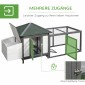Κοτέτσι για κοτόπουλα κοτόπουλα 196 x 76 x 97 cm ανθεκτικό στις καιρικές συνθήκες κοτέτσι με κουτί φωλιάσματος, πέρκα ελεύθερης βοσκής, μικρό ξύλινο κοτέτσι ζώων για 1-2 κοτόπουλα, γκρι