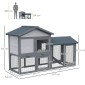 Κούβλα κουνελιών Κουνέλια από ξύλο 147 x 54 x 84 cm κλουβί κουνελιών με αδιάβροχη οροφή πίσσας, εξωτερικό περίβλημα, ράμπα, πόρτες που κλειδώνουν, κλουβί κουνελιών για νάνους κουνέλια εξωτερικού χώρου σκούρο γκρι