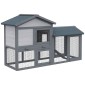 Κούβλα κουνελιών Κουνέλια από ξύλο 147 x 54 x 84 cm κλουβί κουνελιών με αδιάβροχη οροφή πίσσας, εξωτερικό περίβλημα, ράμπα, πόρτες που κλειδώνουν, κλουβί κουνελιών για νάνους κουνέλια εξωτερικού χώρου σκούρο γκρι