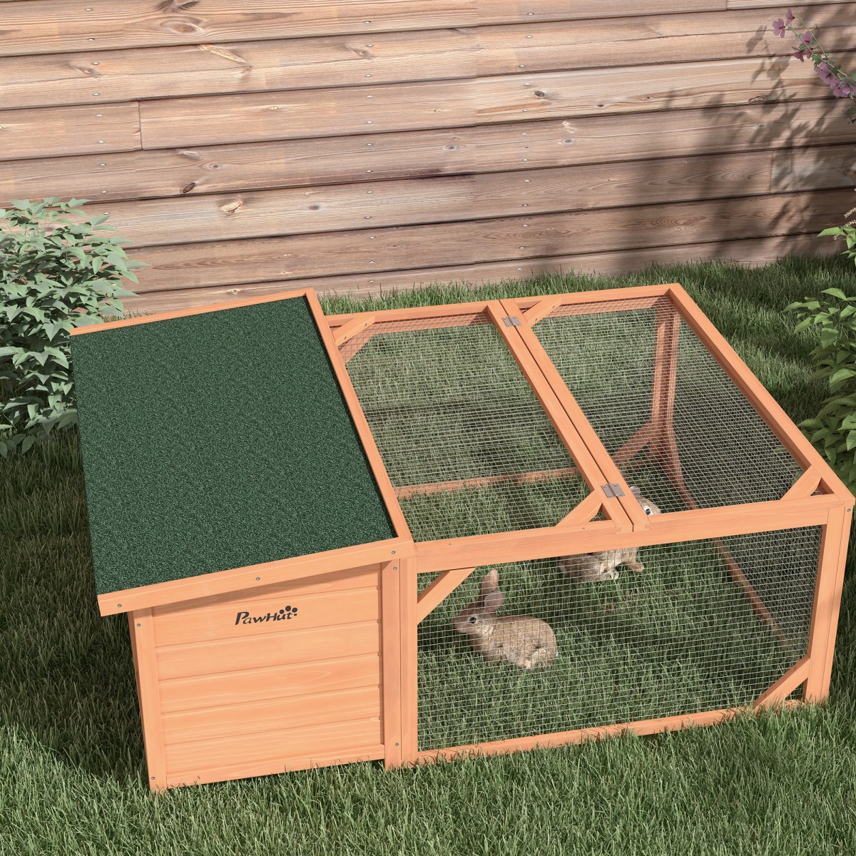 Μικρή καλύβα ζώων με εξωτερικό περίβλημα, αφαιρούμενος δίσκος δαπέδου, ανθεκτικός στις καιρικές συνθήκες, 125,5cm x 100cm x 49cm Πράσινο + Φυσικό