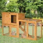 Σταύλος μικρού ζώου με εξωτερικό περίβλημα, αφαιρούμενος δίσκος δαπέδου, ανθεκτικός στις καιρικές συνθήκες, 141 cm x 60 cm x 86 cm, καφέ