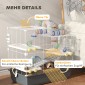 Dwarf Hamster Cage 4 Levels Tunnel System Hut Accessories Top Opening 78 x 45 x 73 cm Γκρι