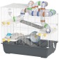 Dwarf Hamster Cage 4 Levels Tunnel System Hut Accessories Top Opening 78 x 45 x 73 cm Γκρι