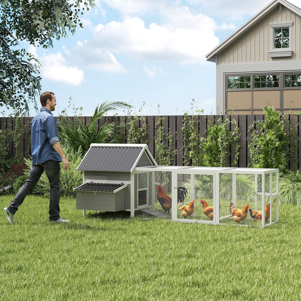 Μεγάλο κοτέτσι για 7-10 κοτόπουλα, κούρνιες, κούνια, παράθυρο, κουτιά ένθεσης, συρμάτινο πλέγμα, γκρι