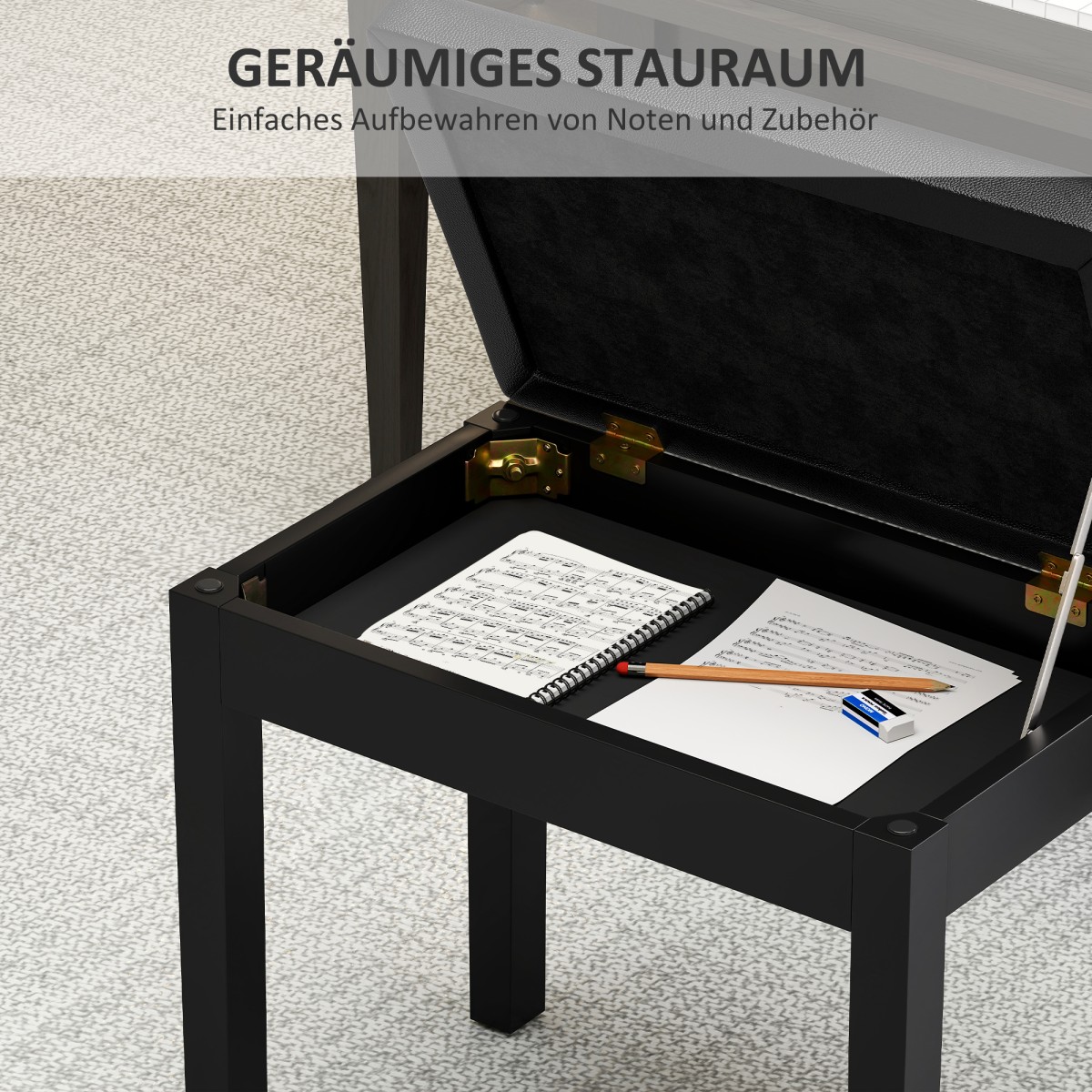 HOMCOM Πιανόκρεβα, κάλυμμα από τεχνητό δέρμα, καπιτονέ κουμπιά, αποθηκευτικός χώρος, ξύλινα πόδια, Μαύρο