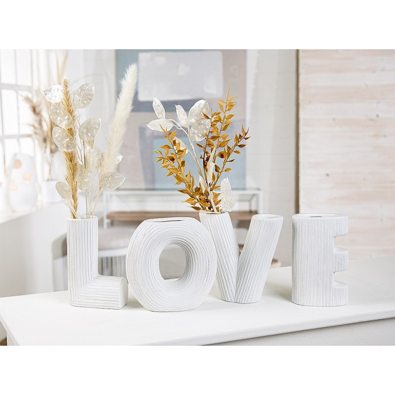 Βάζο ArteLibre 'LOVE' Λευκό Κεραμικό Υ15cm Σετ 4Τμχ