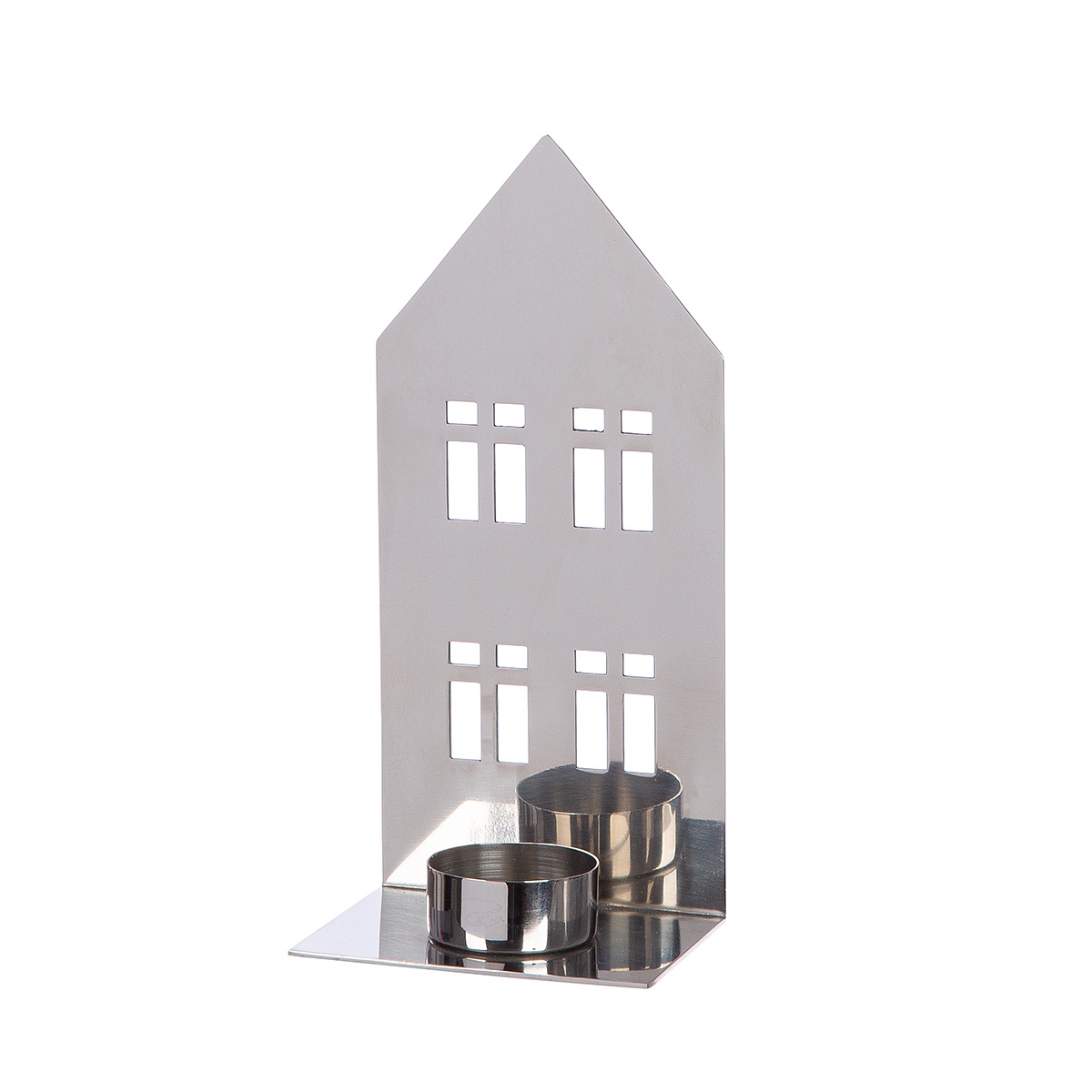 Κηροπήγιο Σπιτάκι 'Casita' Ατσάλι Ασημί 7x9.5x20cm