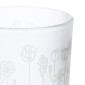 Φανάρι Καταιγίδας Cylindrical "Flower" Λουλουδάτο Design Γυάλινο Λευκό PU 18 H. cm D. 7 cm