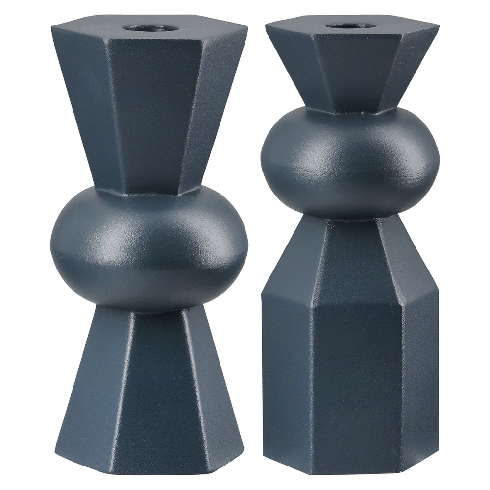 Κηροπήγιο ArteLibre Σκούρο Μπλε Μέταλλο 7x7x19cm Σε 2 Σχέδια