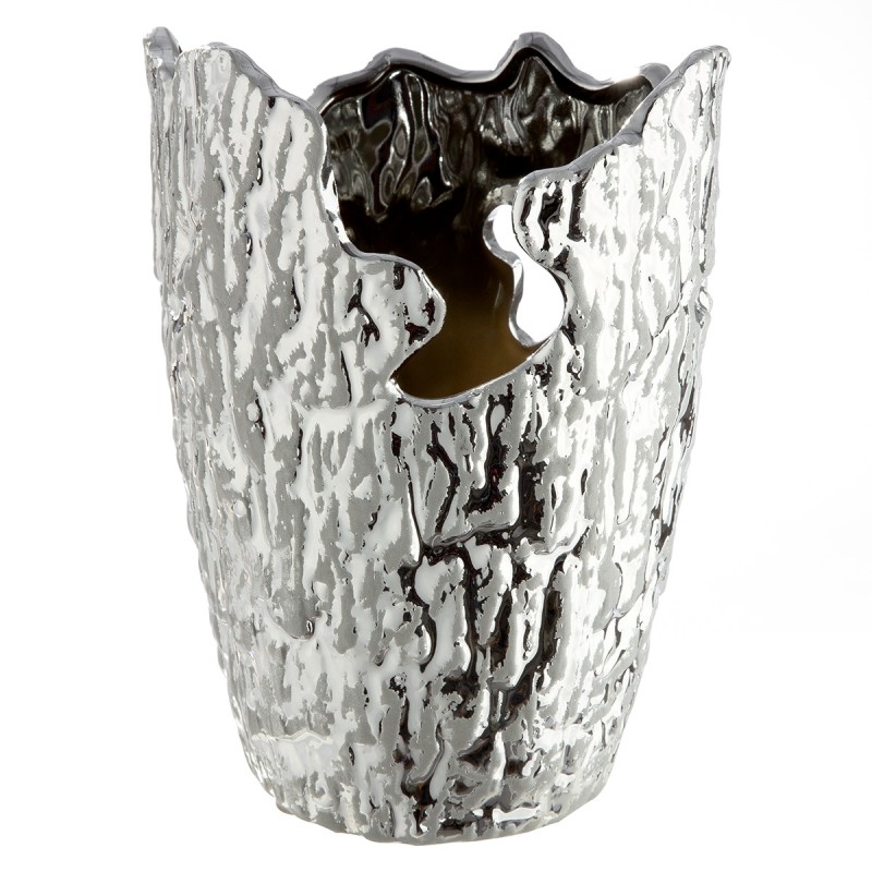 Βάζο Κωνικό Κεραμικό Ασημί Χρώμα D13X19Cm D13X19Cm