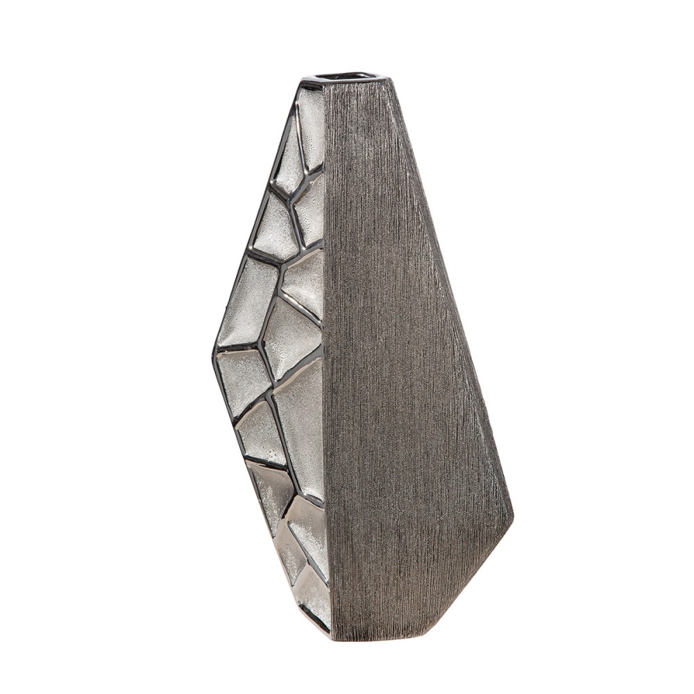 Βάζο Κεραμικό Ασημί χρώμα 24X9X47Cm 24X9X47Cm
