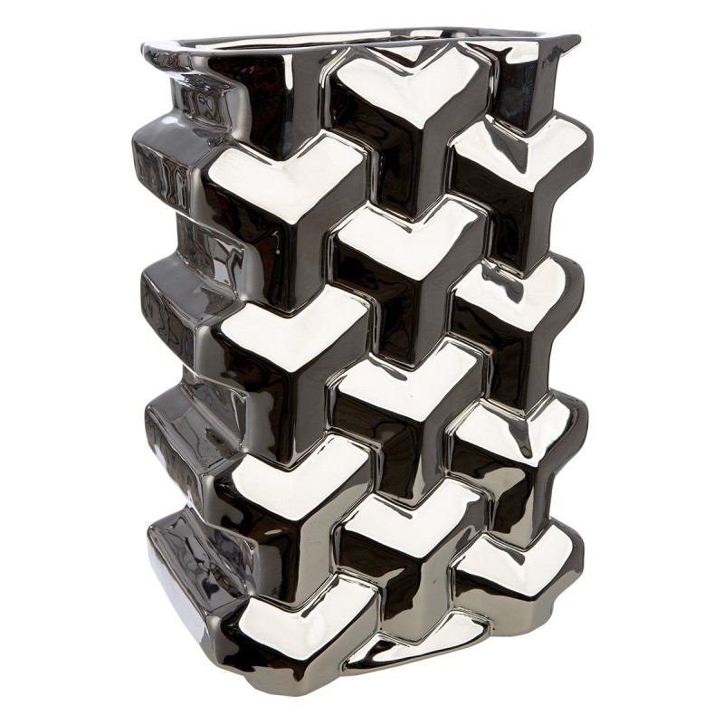Βάζο Ορθογώνιο Κεραμικό Ασημί χρώμα 15X10X22Cm 15X10X22Cm