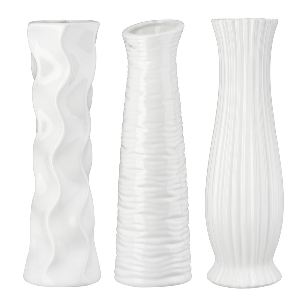 Βάζο Κεραμικό Λευκό Ποικιλία 3 φορές D9X34Cm D9X34Cm