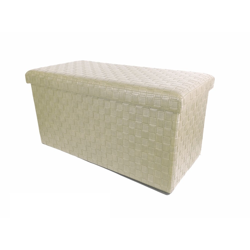Σκαμπό Με Αποθηκευτικό Χώρο Μπεζ Δέρμα 76x38x38cm