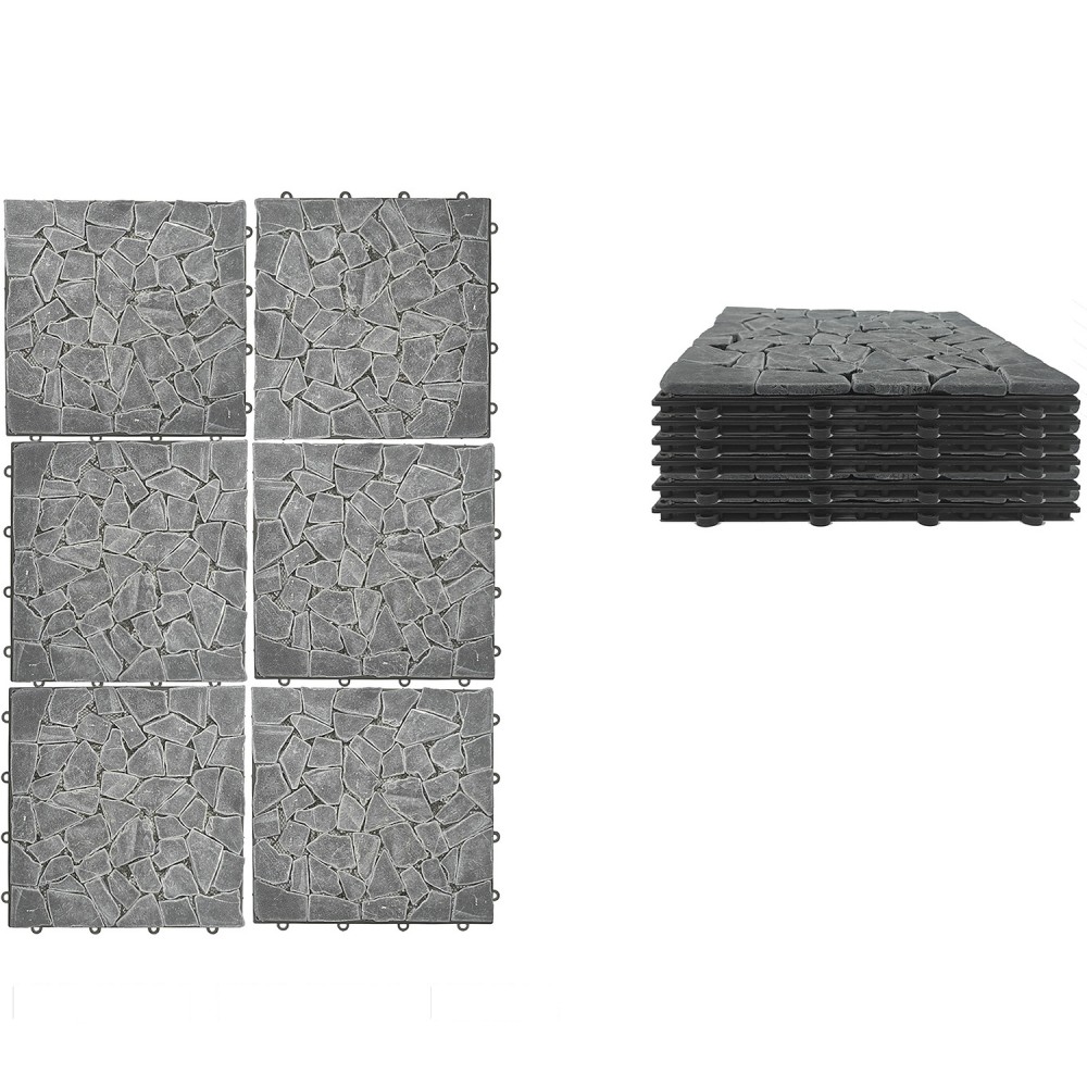 Πλακάκια Δαπέδου Μαύρο Πέτρα 30.5x30.5x2cm 6Τμχ