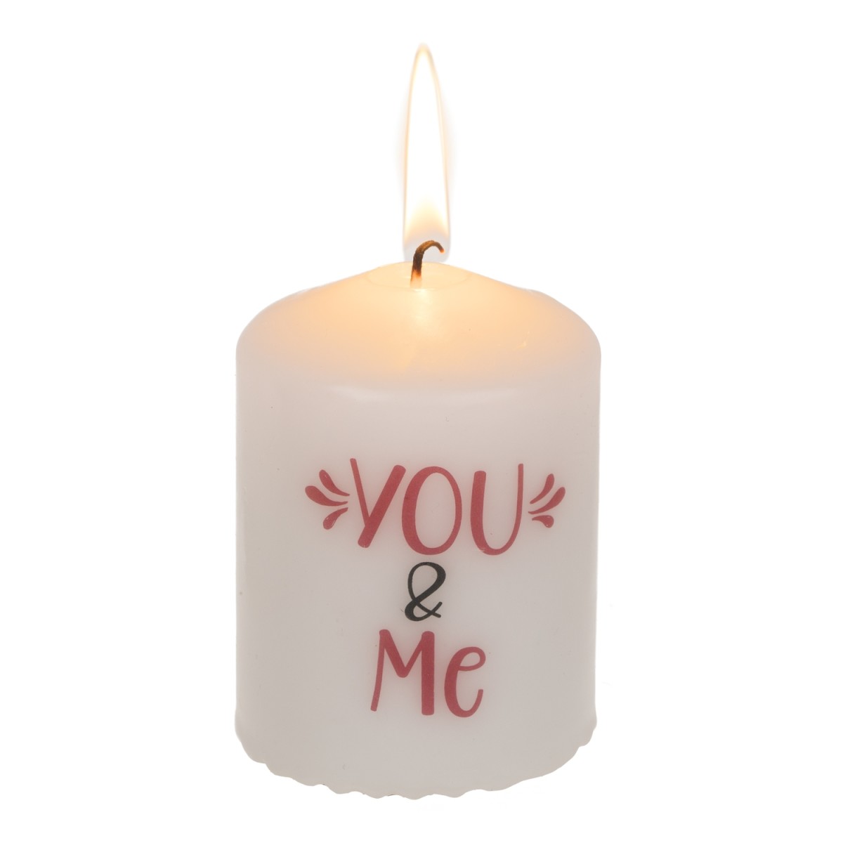 Κερί Κύλινδρος ‘You & Me’ Λευκό 6x8cm