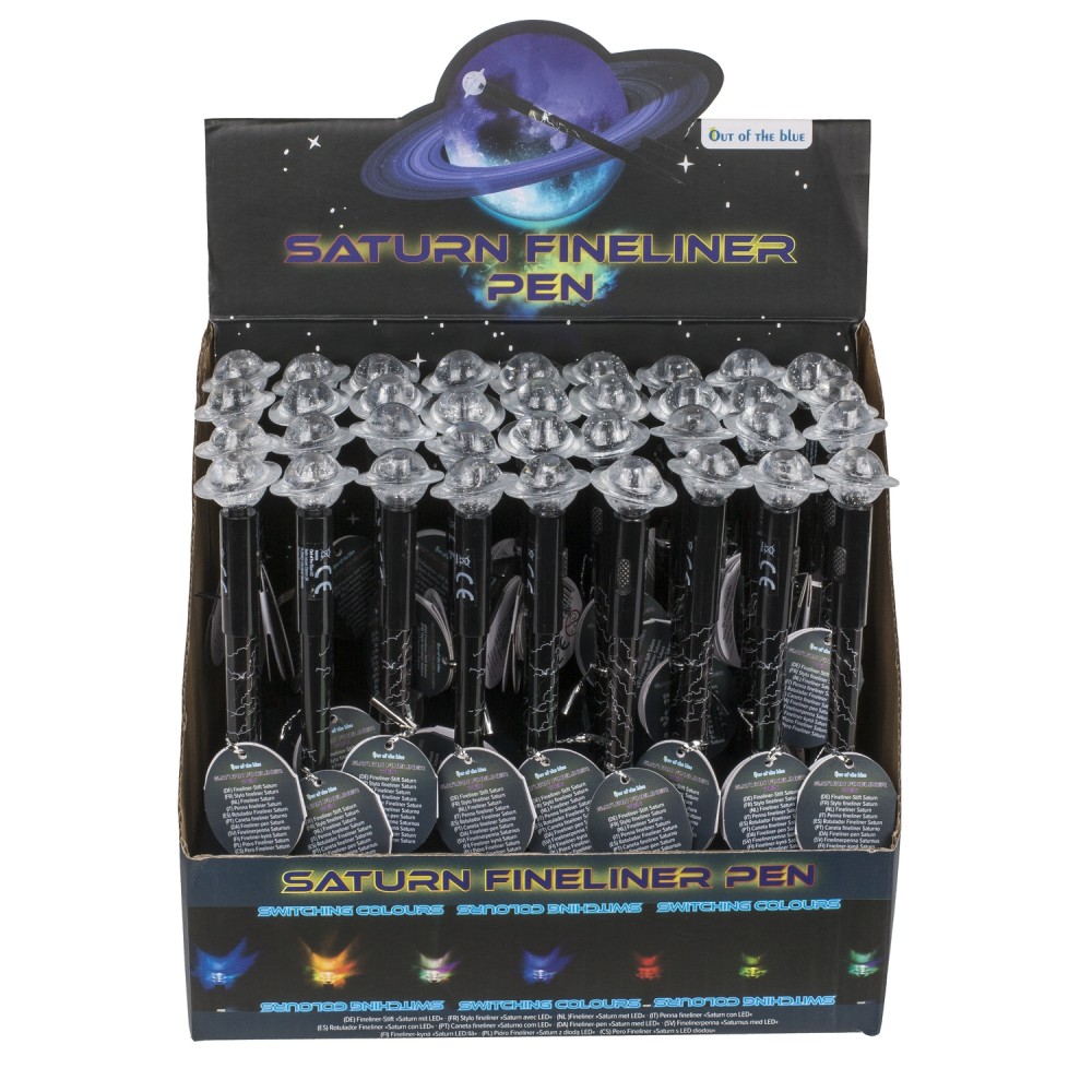 Στυλό Fineliner Με Λαμπάκι LED Πλανήτης Ποσειδώνας Μπαταρίας Μαύρο Πλαστικό 21cm