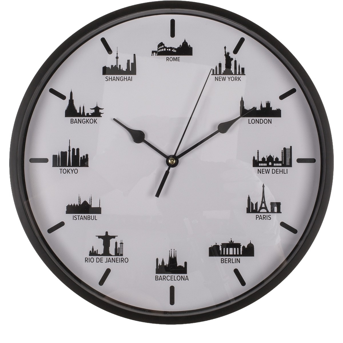Ρολόι Τοίχου Skylines Λευκό/Μαύρο Πλαστικό Φ30cm