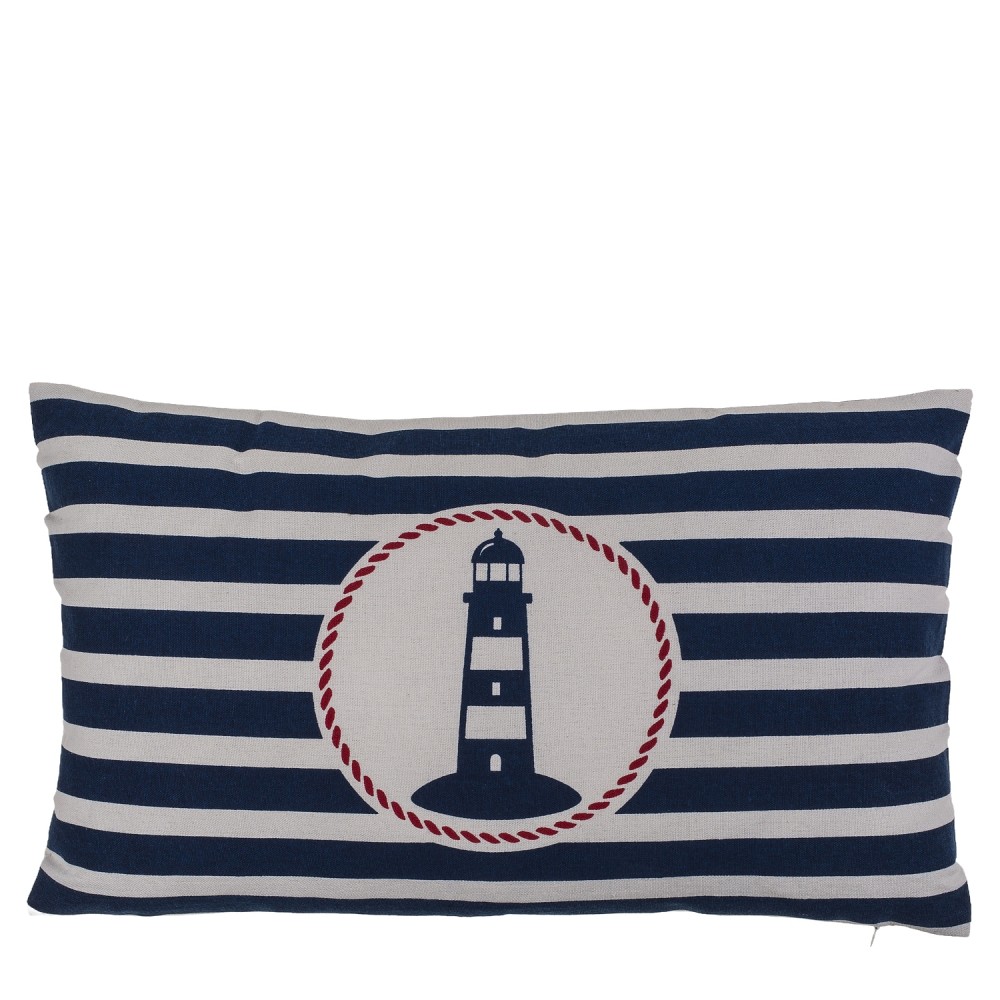 Διακοσμητικό Μαξιλάρι Φάρος Με Φερμουάρ Μπλε/Λευκό 64% Polyester/19% Βαμβάκι/17% Βισκόζη 30x50cm 1Τμχ