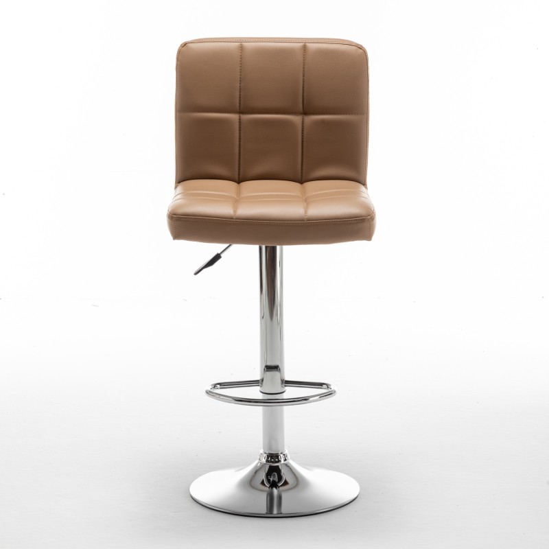 Σκαμπό Bar ArteLibre DIN Με Πλάτη Πτυσσόμενο Cappuccino PVC/Μέταλλο 44x50x92-113cm