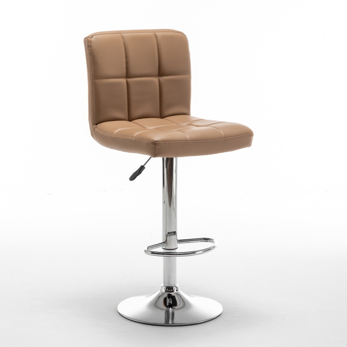 Σκαμπό Bar ArteLibre DIN Με Πλάτη Πτυσσόμενο Cappuccino PVC/Μέταλλο 44x50x92-113cm