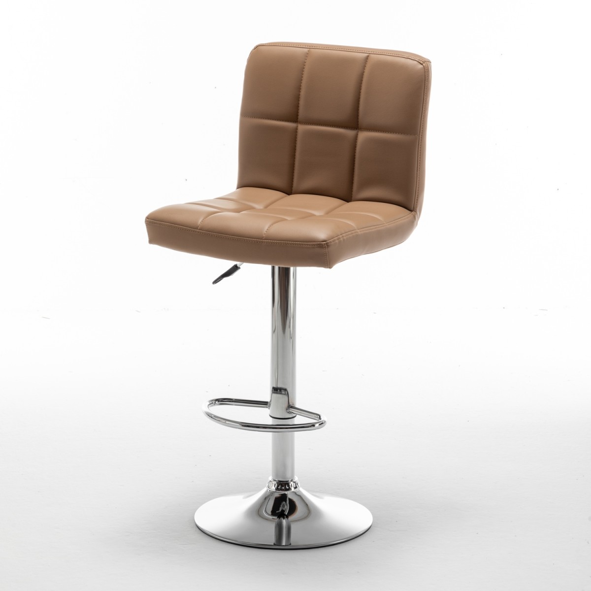 Σκαμπό Bar ArteLibre DIN Με Πλάτη Πτυσσόμενο Cappuccino PVC/Μέταλλο 44x50x92-113cm