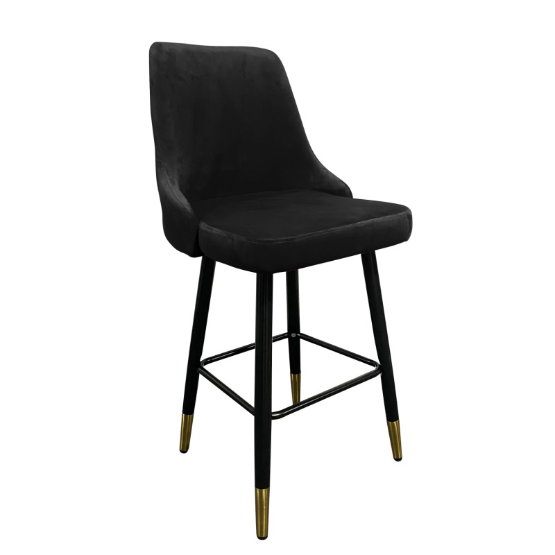 Σκαμπό Bar ArteLibre COBB Με Πλάτη Μαύρο Βελούδο/Μέταλλο 49x53x100cm