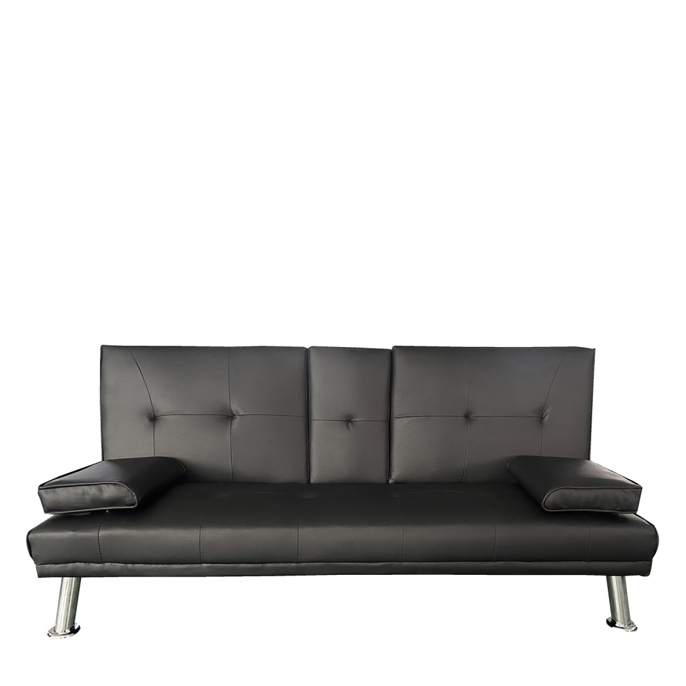 Καναπές Κρεβάτι Τριθέσιος ArteLibre ALFRED Μαύρο PU 164x76.5x79cm
