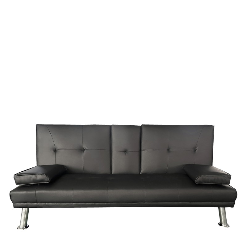Καναπές Κρεβάτι Τριθέσιος ArteLibre ALFRED Μαύρο PU 164x76.5x79cm
