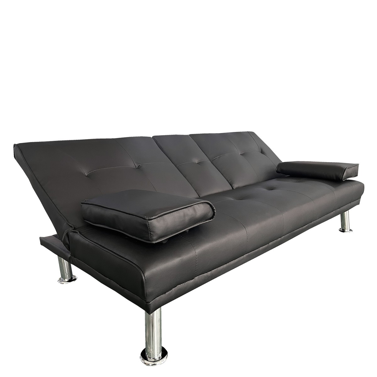 Καναπές Κρεβάτι Τριθέσιος ArteLibre ALFRED Μαύρο PU 164x76.5x79cm
