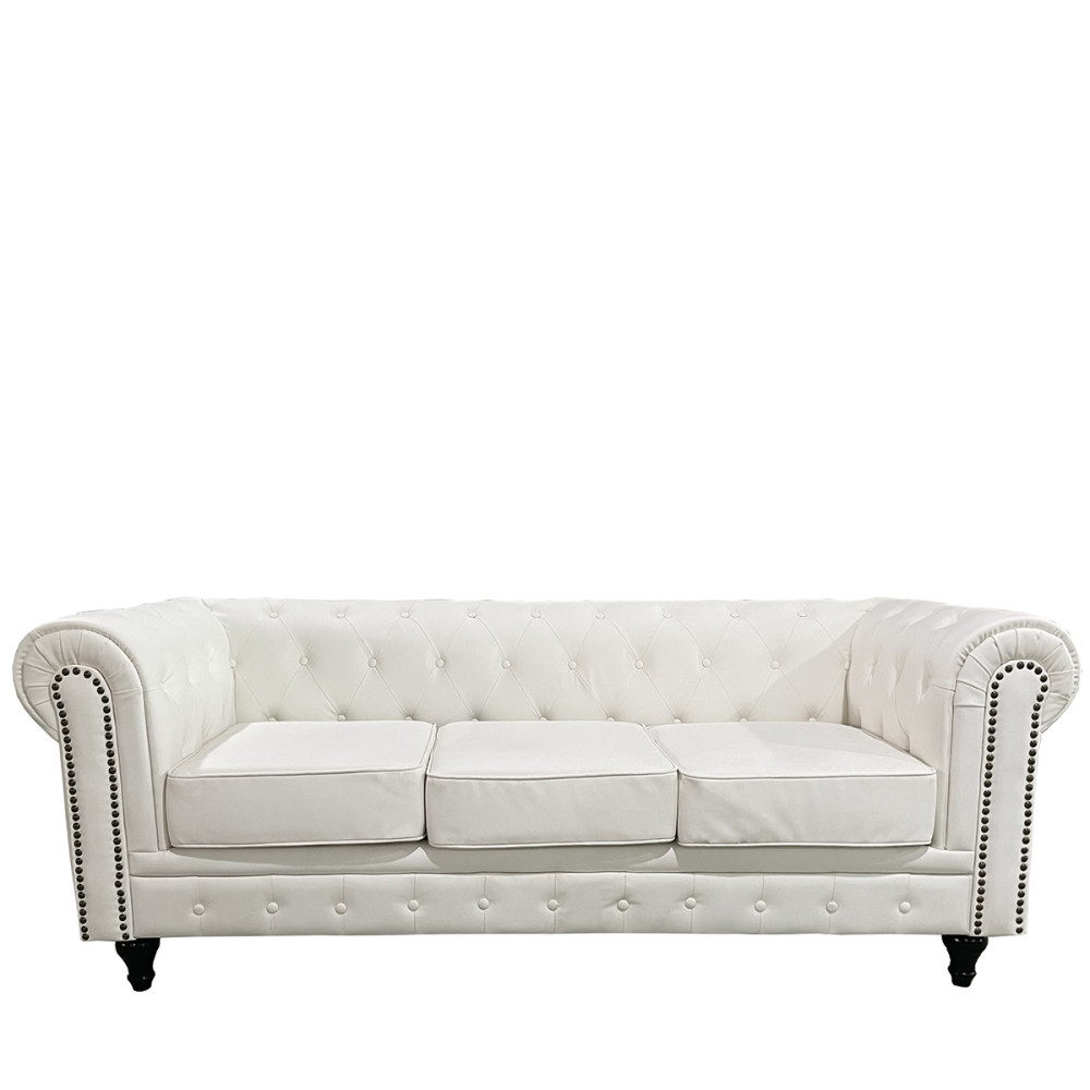 Καναπές Τριθέσιος ArteLibre AVERY Λευκό PU 208x90x73cm